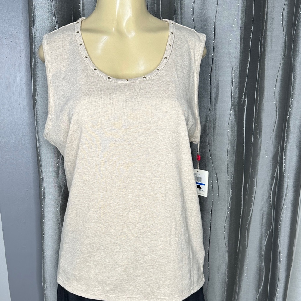 Rafaella Women's Beige Sleeveless Top Sz XL